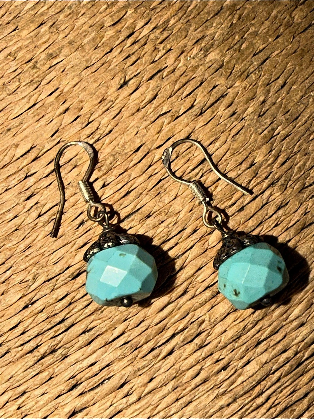 Turquoise faceted Beaded Drop Earrings